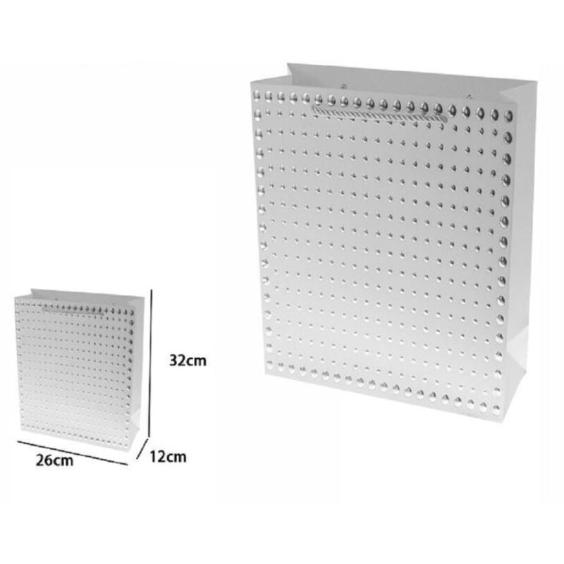 foto del prodotto trade shop traesio set 3pz buste regalo shopper grigia borchie maniglie cordoncino 32x26x10cm 69955 