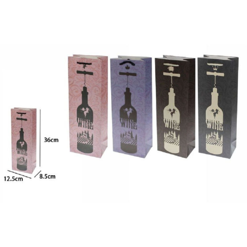foto del prodotto trade shop traesio set 3pz buste sacchetto per bottiglie di vino 36x12.5x8.5cm 69898 fantasie varie 