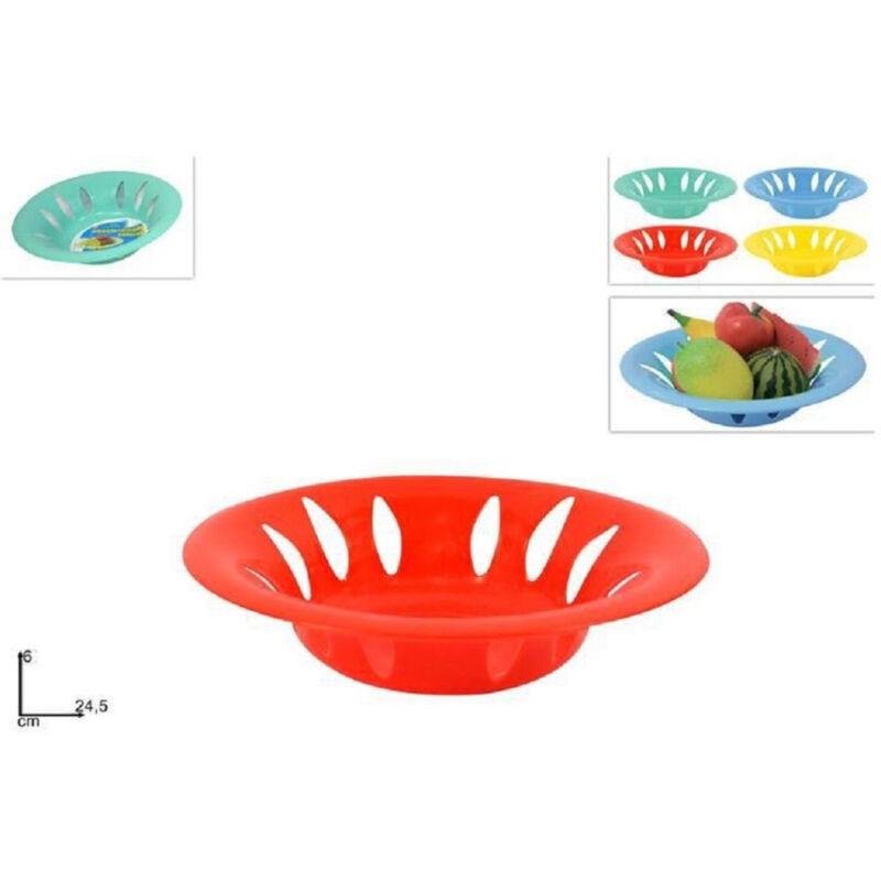 foto del prodotto trade shop traesio set 3pz cestino cesto tondo colorato centrotavola porta frutta cucina 24,5 x 6cm 
