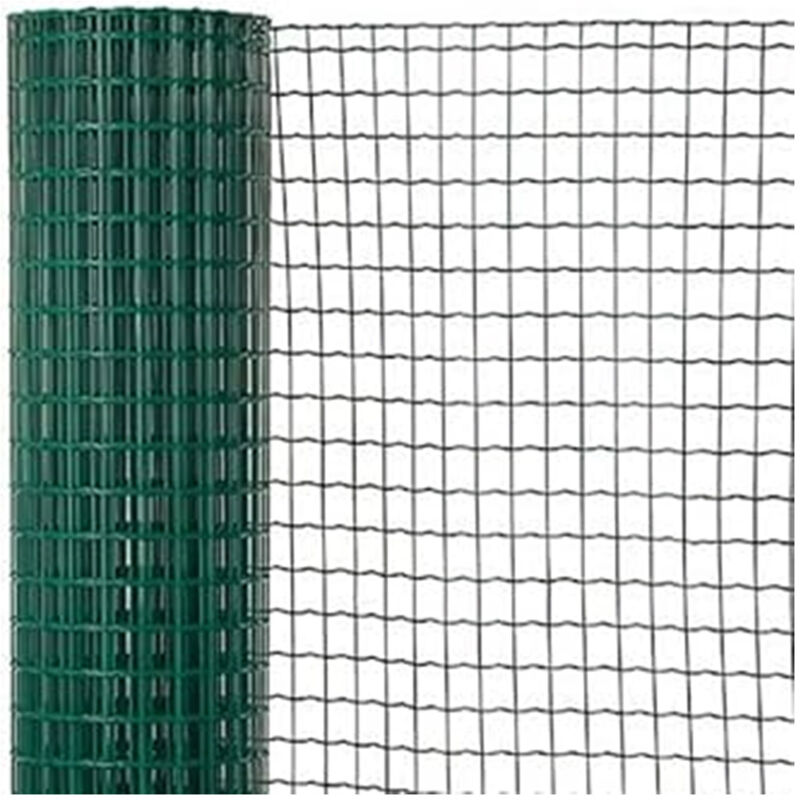 foto del prodotto trade shop traesio set 3pz rotolo rete di plastica verde maglia quadra 10x10mm 0.5x5mt recinzione 219380 