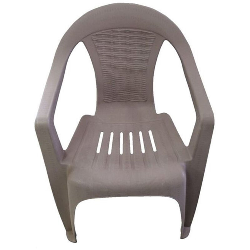 foto del prodotto trade shop traesio set 3pz sedia in plastica con braccioli tortora monoblocco impilabile 53x43x78cm 035969 