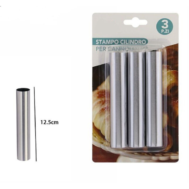 foto del prodotto trade shop traesio set 3pz stampi stampo cilindrico per cannoli 12.5cm pasticceria dolce casa 74147 