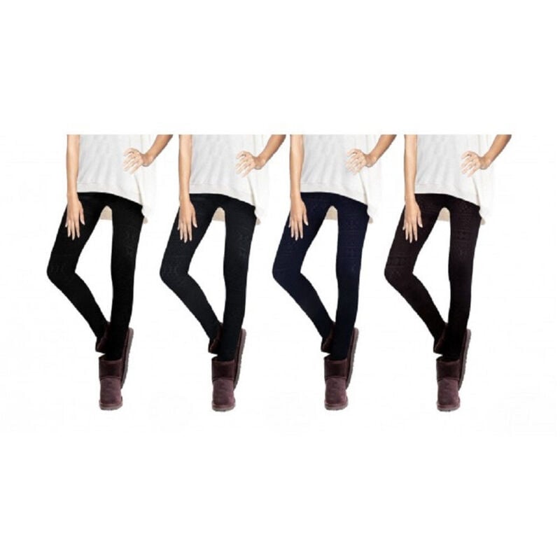 foto del prodotto trade shop traesio set 4 leggings fantasia ethnic donna effetto termico interno felpato elastico 