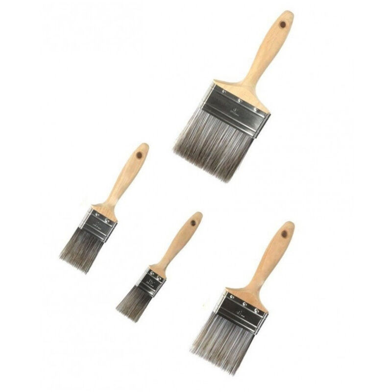 foto del prodotto trade shop traesio set 4 pennelli pennellesse misure 1 1,5 2 2,5 per vernici ad acqua e idropitture solventi 