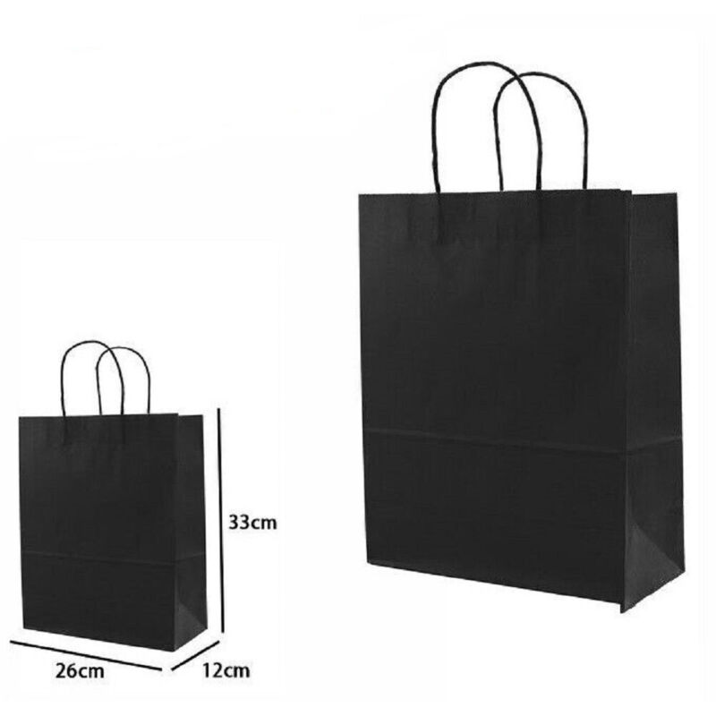 foto del prodotto trade shop traesio set 4 pezzi buste borsa da regalo sacchetti carta colore nera 33x26x12 cm 68463 