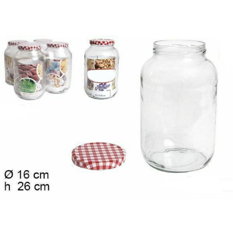 foto del prodotto trade shop traesio set 4 pezzi contenitore barattolo in vetro con coperchio capacit 4 litri 