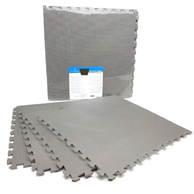 foto del prodotto trade shop traesio set 4 pezzi piastrella eva colore grigio 60x60 cm tappeto puzzle multiuso 194702 
