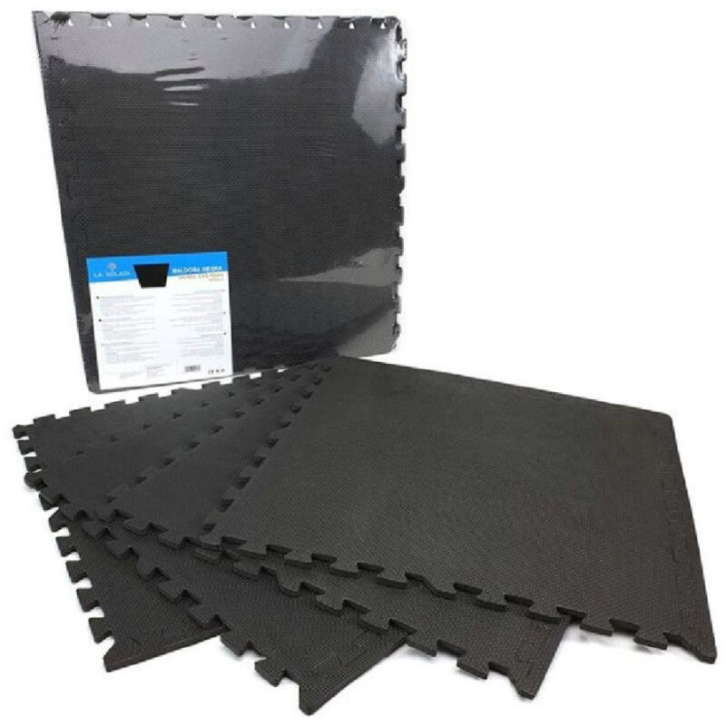 foto del prodotto trade shop traesio set 4 pezzi piastrella eva colore nero 60 x 60 cm tappeto puzzle multiuso 194701 