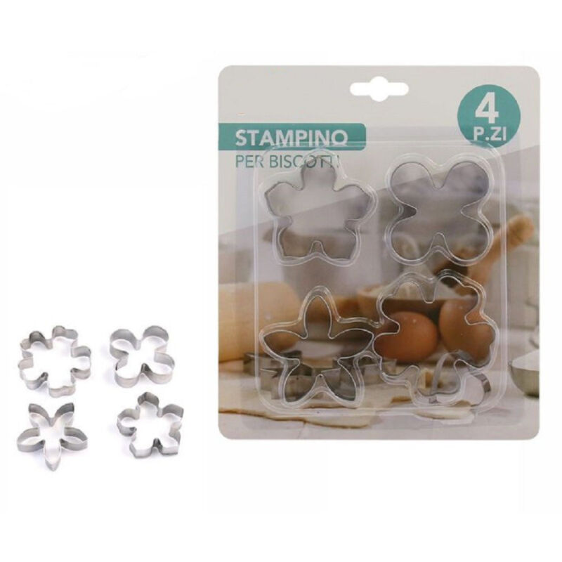 foto del prodotto trade shop traesio set 4 pezzi stampi stampini forme taglia biscotti dolci pasta forma fiore 74127 