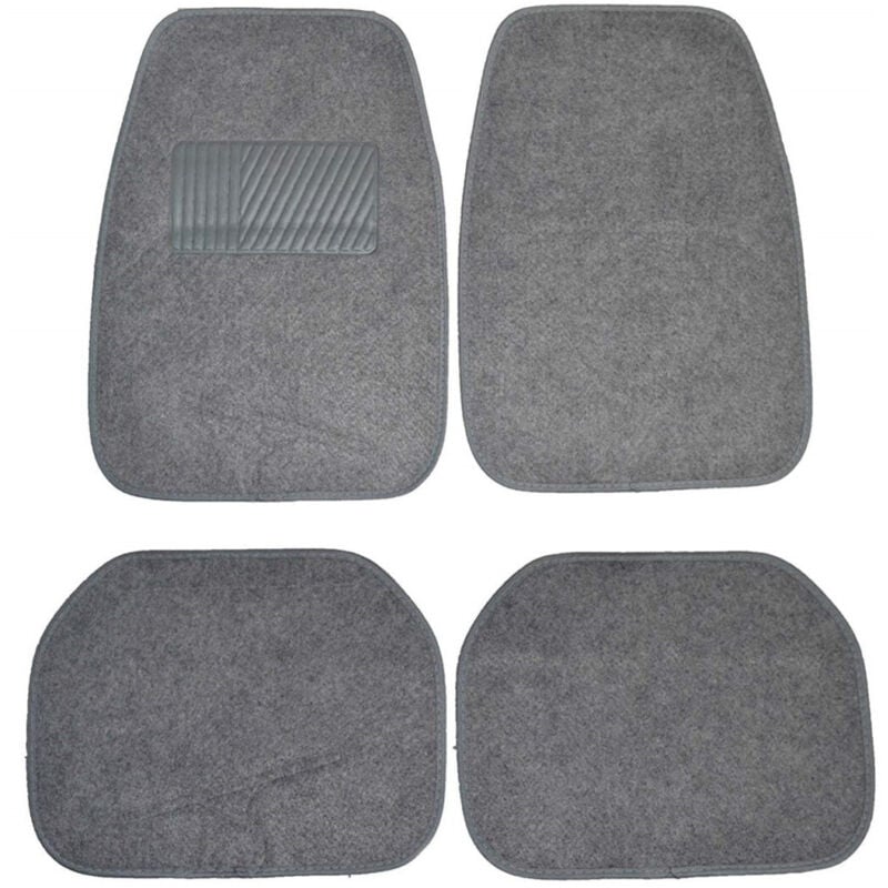 foto del prodotto trade shop traesio set 4 pezzi tappetini tappetino moquette grigio tessuto auto antiscivolo 