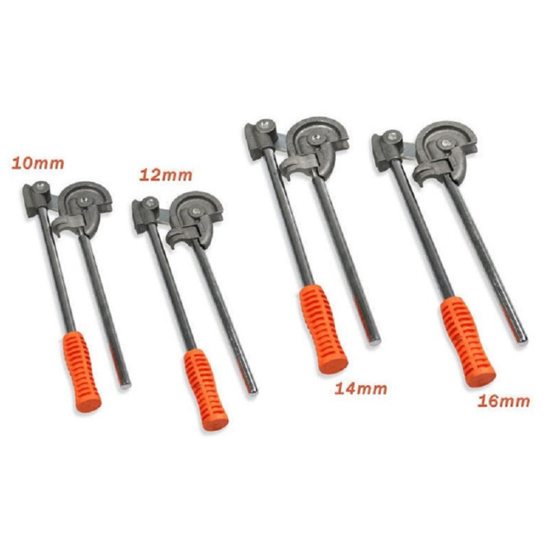 foto del prodotto trade shop traesio set 4 piegatubo piegatubi curvatubi manuale in acciaio per tubi 10 12 14 16mm 