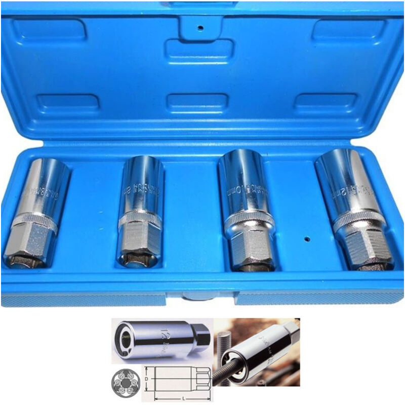 foto del prodotto trade shop traesio set 4 pz estrattori prigionieri a rullo vite estrattore 1 2 6 8 10 12mm 