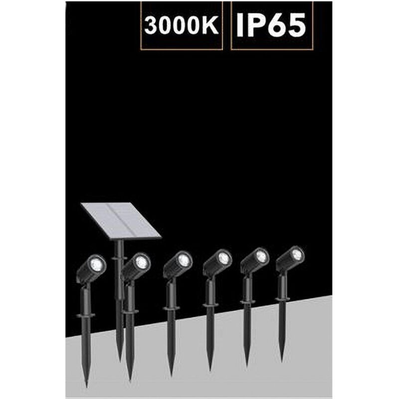 foto del prodotto trade shop traesio set 4 pz faretti led a picchetto con pannello solare luce fredda calda ip65 ly04 bianco caldo 