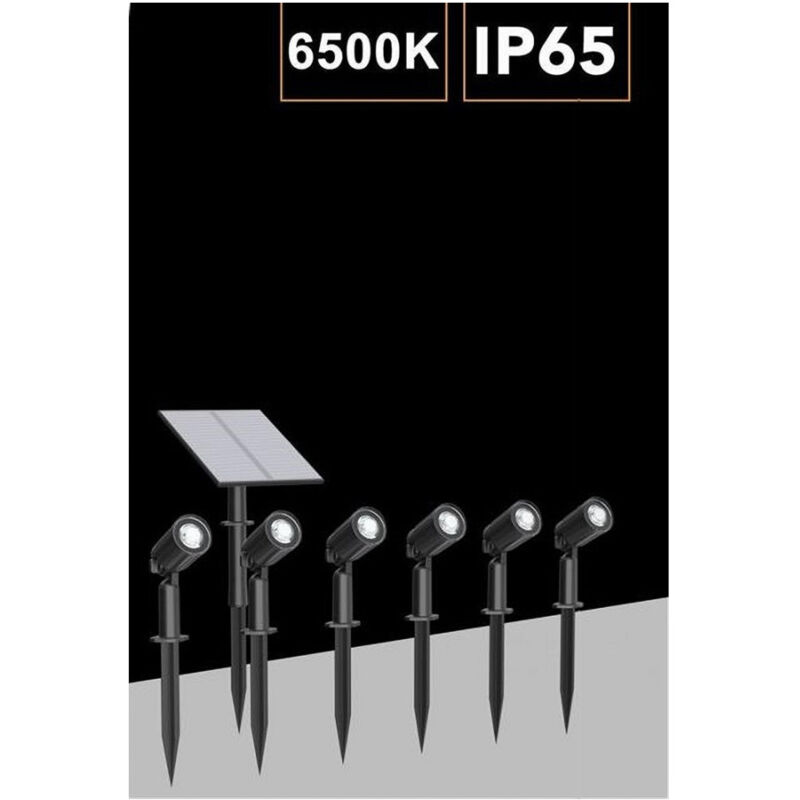 foto del prodotto trade shop traesio set 4 pz faretti led a picchetto con pannello solare luce fredda calda ip65 ly04 bianco freddo 