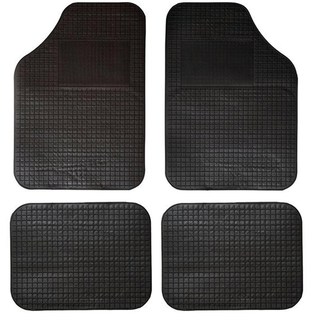 foto del prodotto trade shop traesio set 4 tappeti per auto in gomma e pvc sagomabili universali fondo puntinato nero 