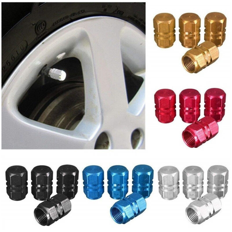 foto del prodotto trade shop traesio set 4 tappi tappo coprivalvole protezione pneumatico cromato auto moto bici 