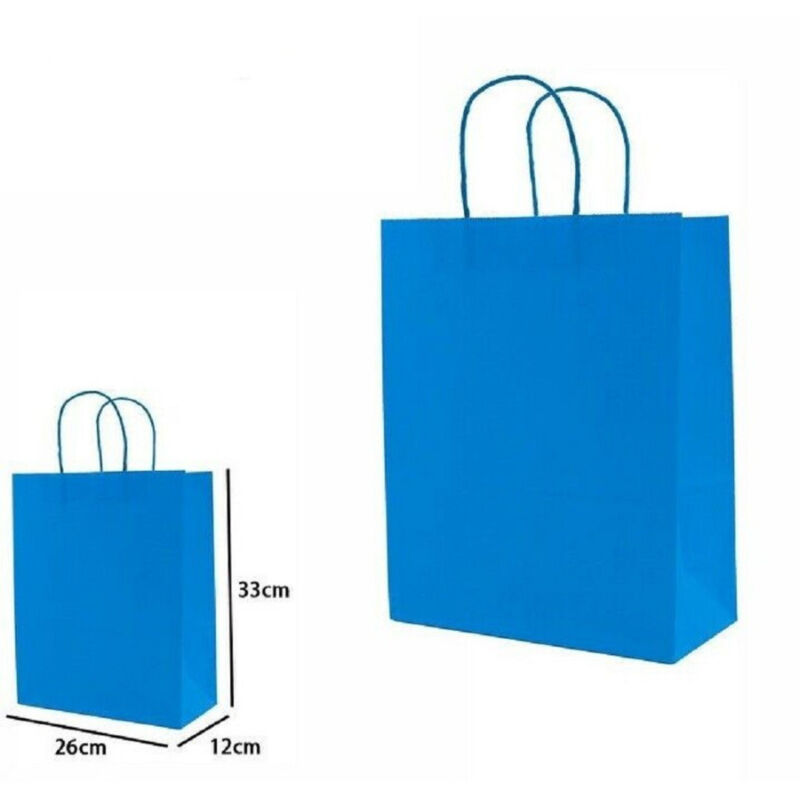 foto del prodotto trade shop traesio set 4pezzi buste borsa da regalo sacchetti carta colore azzurra 33x26x12cm 68475 