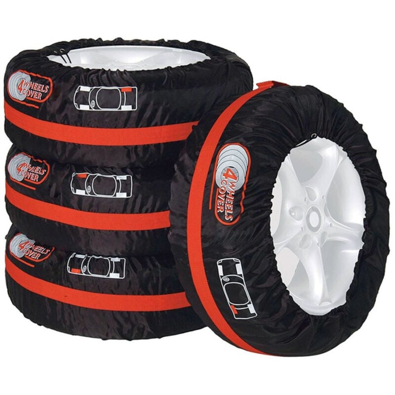 foto del prodotto trade shop traesio set 4pz borsa custodia protezione pneumatici auto cover storage gomme ruote 65cm 