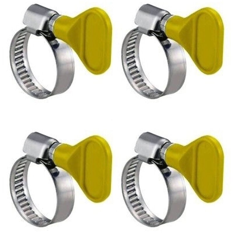 foto del prodotto trade shop traesio - set 4pz ferma stringitubo 32mm fascetta acciaio senza vite con farfalla acqua tubo gas -
