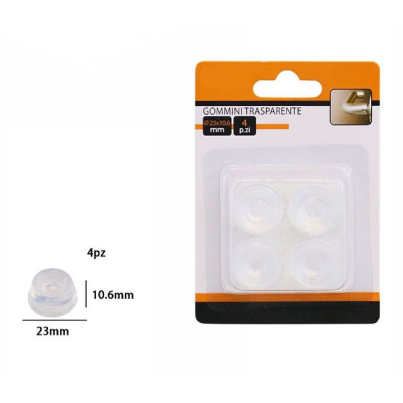 foto del prodotto trade shop traesio set 4pz gommini adesivi protezione pavimenti trasparenti rotondi 23x10.6mm 66107 