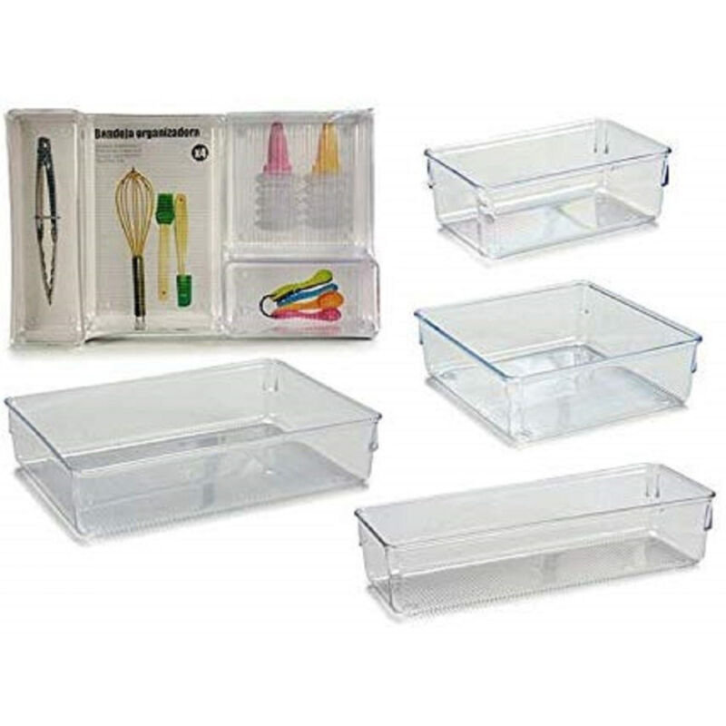 foto del prodotto trade shop traesio set 4pz organizzatori cassetti divisori plastica portaoggetti organizer salvaspazio 