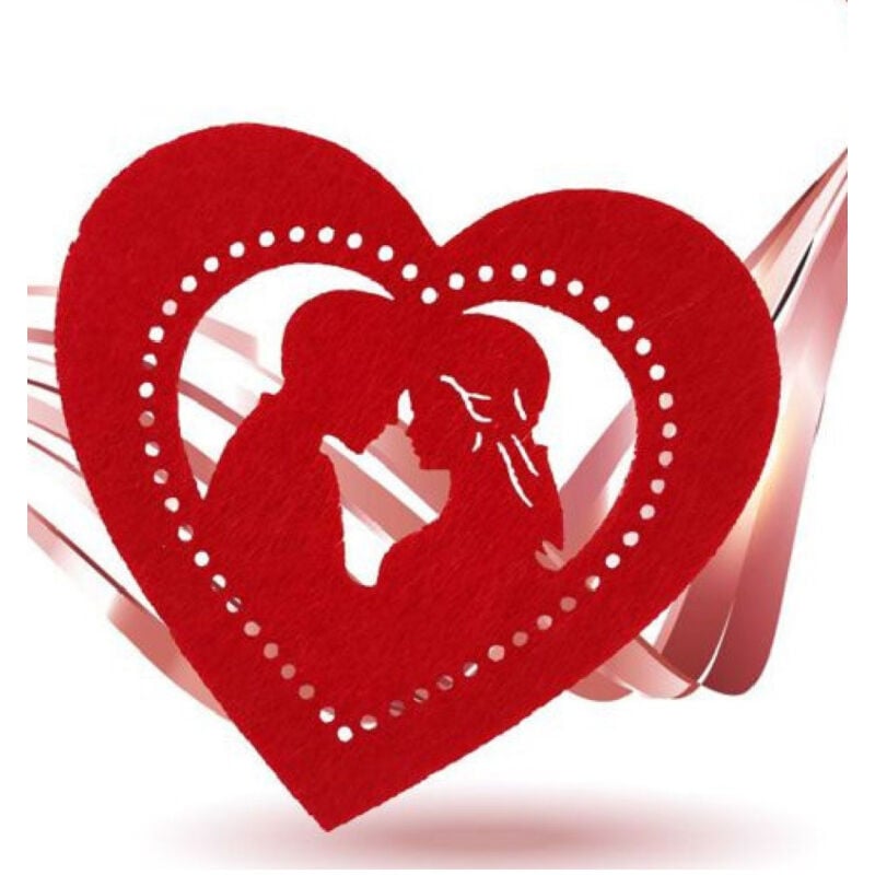 foto del prodotto trade shop traesio set 4pz sottobicchieri 11cm san valentino forma cuore tessuto rosso feltro 95448 
