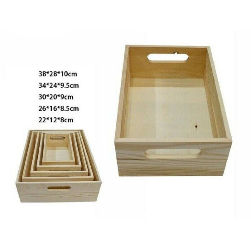 foto del prodotto trade shop traesio set 5 cassette cassetta in legno naturale decoupage matrioska scatola 