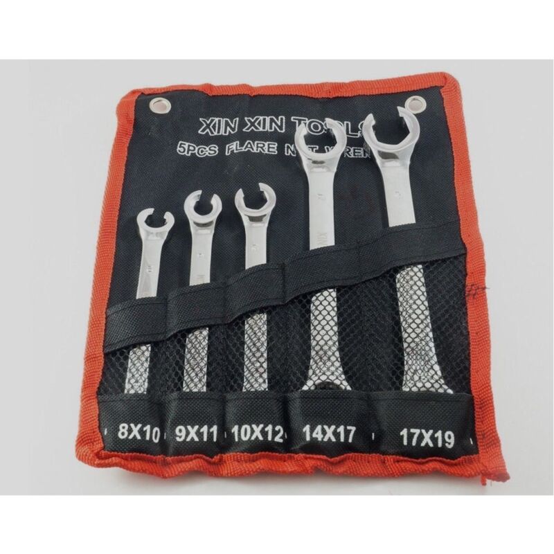 foto del prodotto trade shop traesio set 5 chiavi esagonali aperte raccordi tubi freni 8x10 9x11 10x12 14x17 17x19 