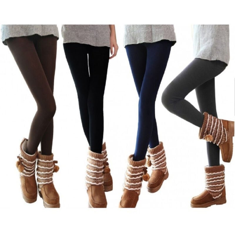 foto del prodotto trade shop traesio set 5 leggings donna effetto termico interno felpato elasticizzato collant s m