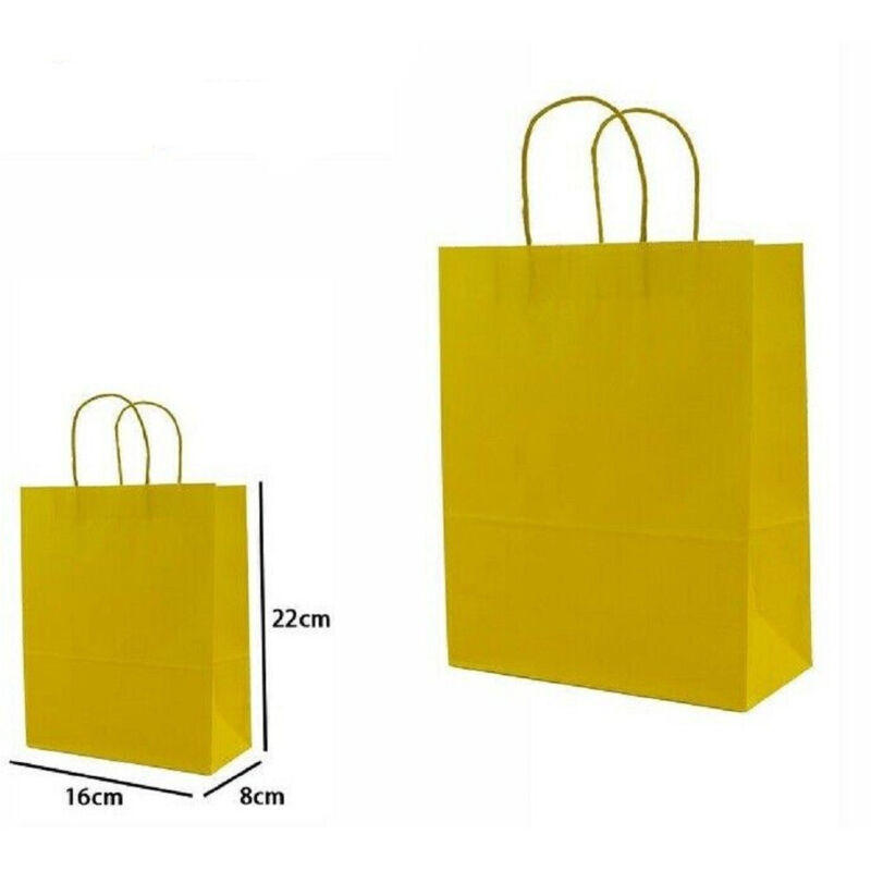 foto del prodotto trade shop traesio set 5 pezzi buste borsa da regalo sacchetti carta colore gialla 22x16x8cm 68469 