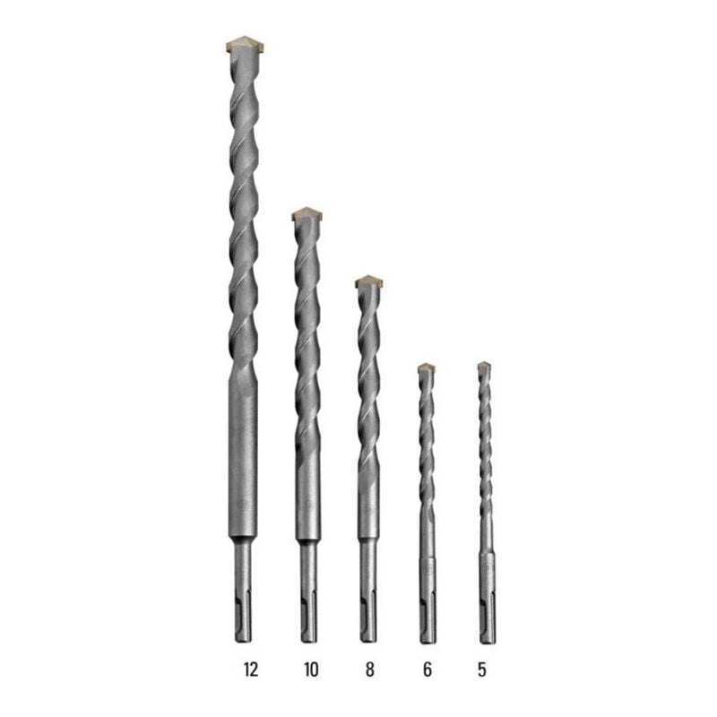 foto del prodotto trade shop traesio set 5 punte per trapano per martello pneumatico scalpello acciao 5 6 8 10 12 mm 