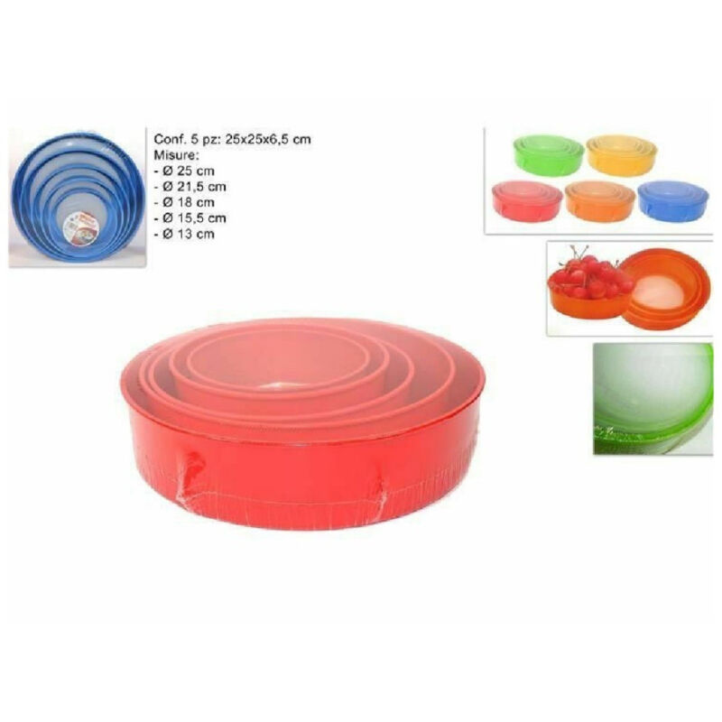 foto del prodotto trade shop traesio set 5 pz colini setacci colorati assortiti cucina passino rotondi da 13 a 25 cm 