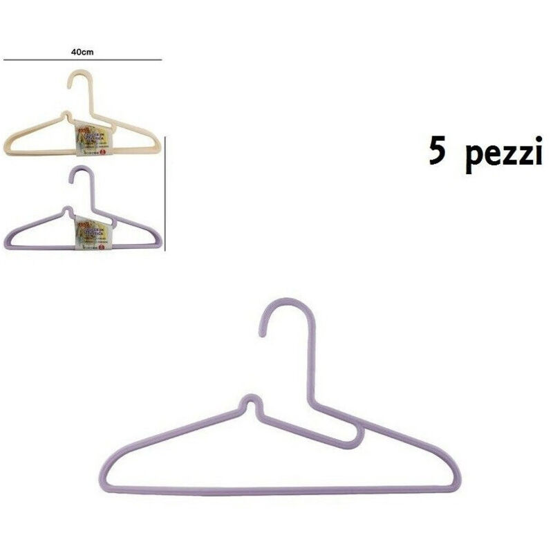 foto del prodotto trade shop traesio set 5 pz grucce stampelle appendiabito plastica vestiti pantaloni giacche 
