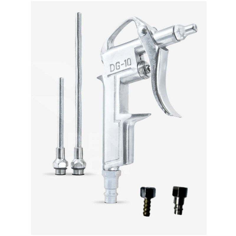 foto del prodotto trade shop traesio set 5 pz. pistola per aria compressa dg 10 con accessori da compressore soffiaggio beccuccio lungo 