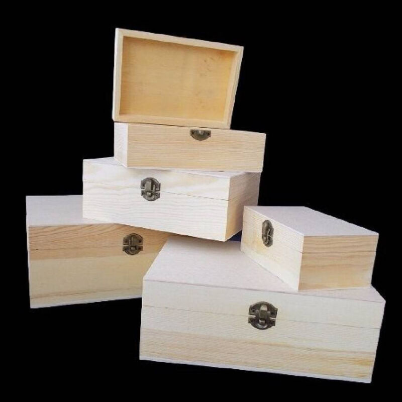 foto del prodotto trade shop traesio set 5 scatole in legno decoro decoupage portagioie matrioska scatola cofanetto 