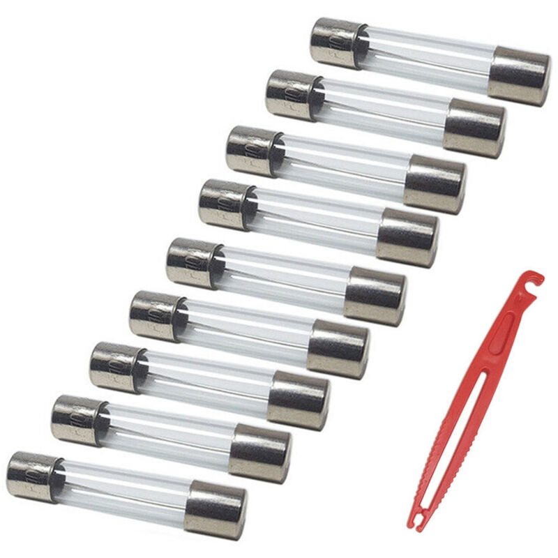 foto del prodotto trade shop traesio set 50 fusibili in vetro a tubo con pinzetta 1amp a 30amp assortimento fusibile 