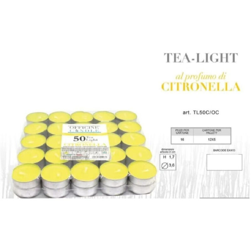 foto del prodotto trade shop traesio set 50pz candele profumate anti zanzare tealight al profumo di citronella lumini 