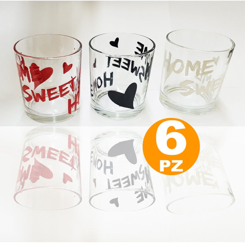 foto del prodotto trade shop traesio set 6 bicchieri con scritta sweet home in vetro da tavola miakasa made italy 
