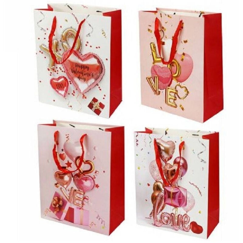 foto del prodotto trade shop traesio set 6 buste borsa regalo sacchetti san valentino 30x40x12cm 71097 varie fantasie 
