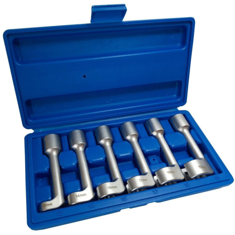 foto del prodotto trade shop traesio set 6 chiavi poligonali aperte per raccordi carburatori iniettori 1 2 12 a 19mm 
