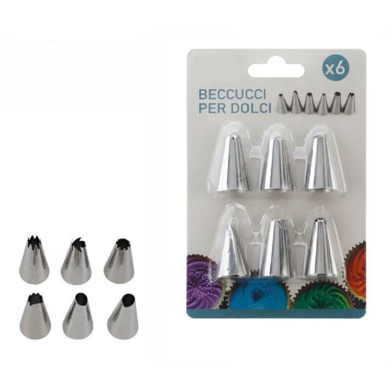 foto del prodotto trade shop traesio - set 6 pezzi beccucci ricambio per sac a poche tasca pasticciere torte dolci creme -