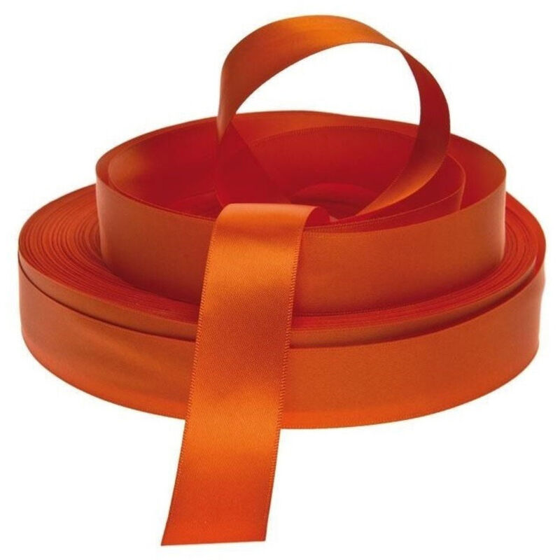 foto del prodotto trade shop traesio - set 6 pezzi nastro di raso arancione 2cmx25m bomboniere regali -