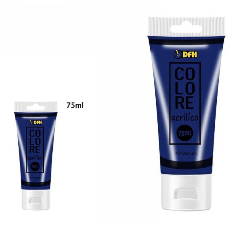 foto del prodotto trade shop traesio - set 6 pezzi pittura acrilica vernice confezione colore azzurro tubo 75ml 07495 -
