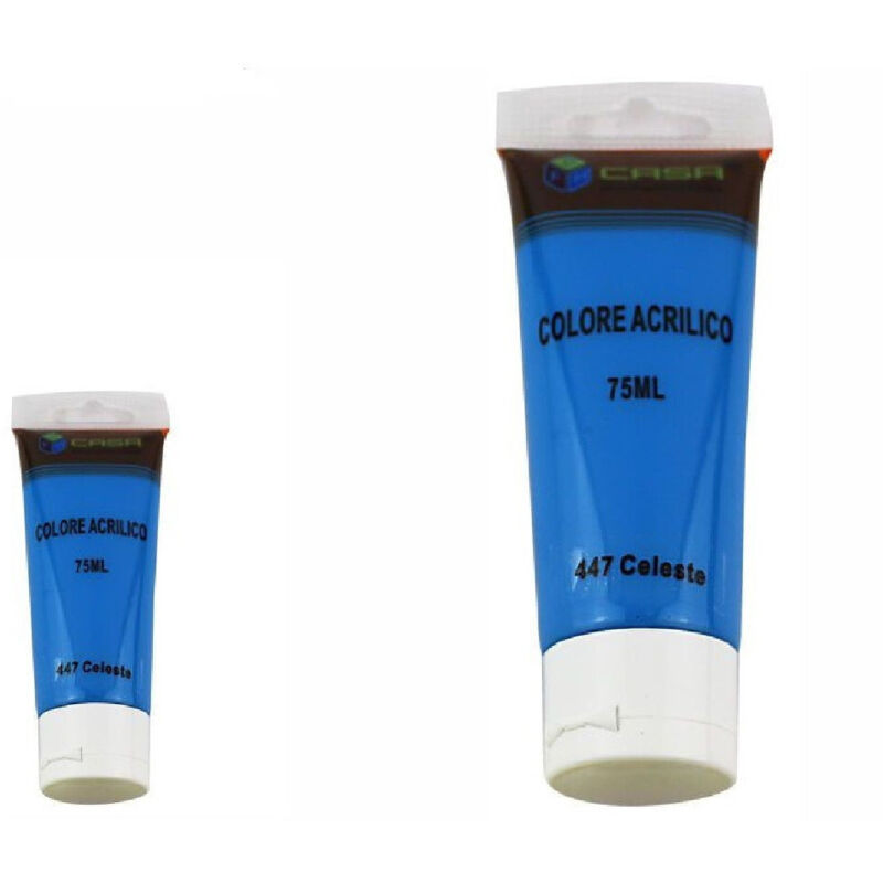foto del prodotto trade shop traesio set 6 pezzi pittura acrilica vernice confezione colore celeste tubo 75 ml 07498 