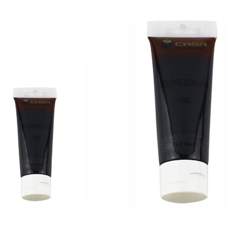 foto del prodotto trade shop traesio set 6 pezzi pittura acrilica vernice confezione colore nero tubo 75 ml 07486 