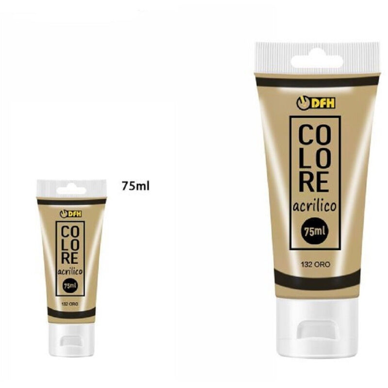 foto del prodotto trade shop traesio set 6 pezzi pittura acrilica vernice confezione colore oro 132 tubo 75 ml 07507 