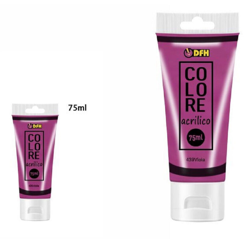 foto del prodotto trade shop traesio set 6 pezzi pittura acrilica vernice confezione colore viola tubo 75 ml 07497 