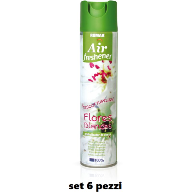 foto del prodotto trade shop traesio set 6 pz deodorante per ambiente spray profumo casa fresco 300ml fiori bianchi 