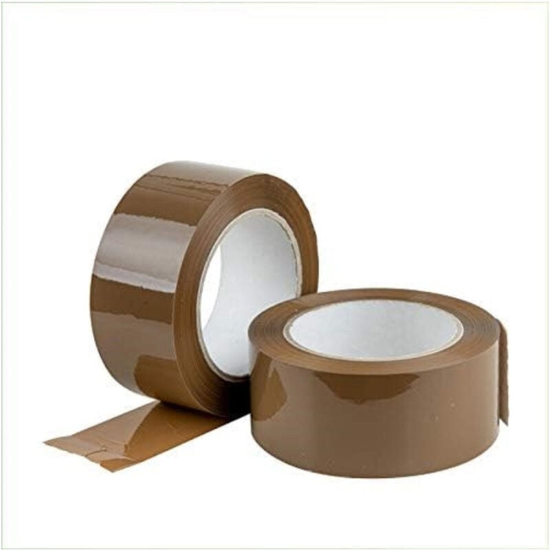 foto del prodotto trade shop traesio set 6 pz rotoli nastro adesivo pacchi 50mmx132mt silenzioso imballo colore avana 