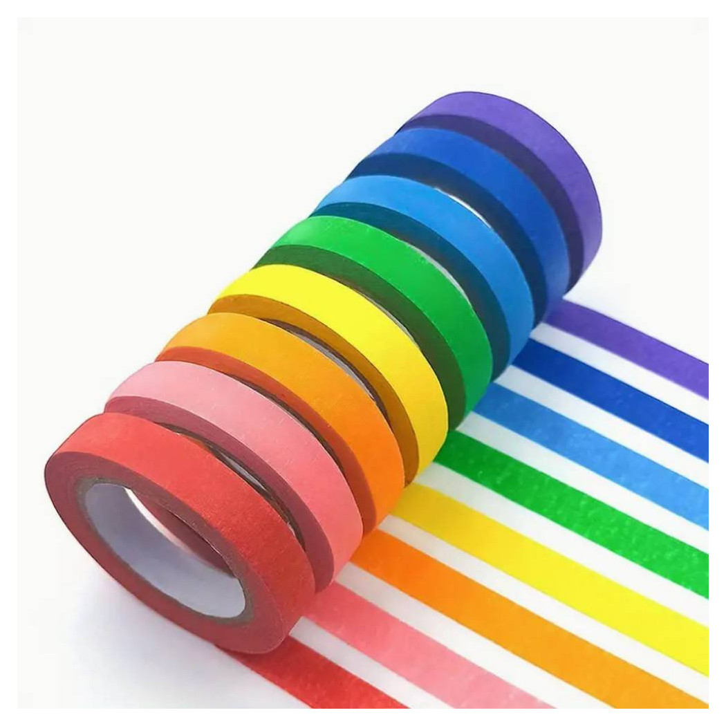 foto del prodotto trade shop traesio set 6 rotoli nastro carta gommata colorata 25mmx15mt adesivo protezioni pittura 